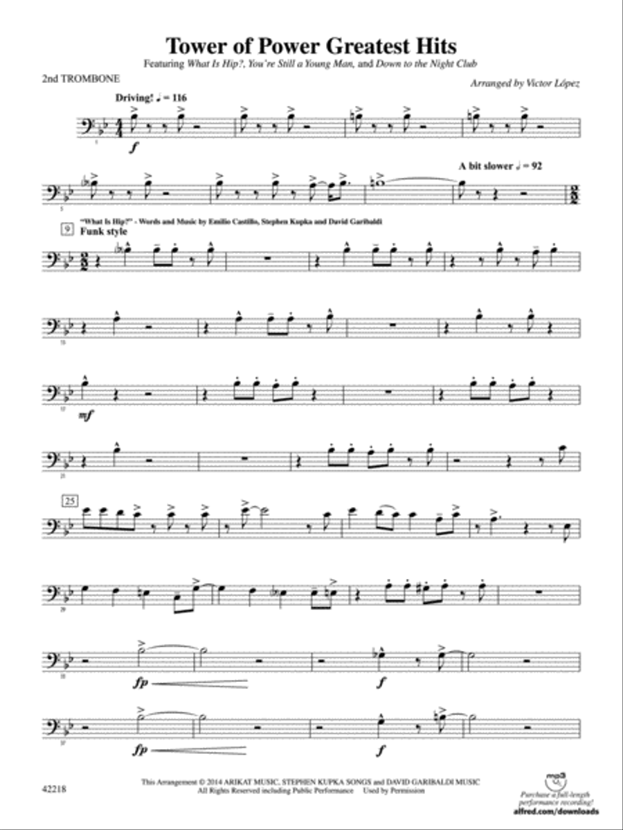 Tower of Power Greatest Hits: 2nd Trombone Concert Band scores gallery preview page 1