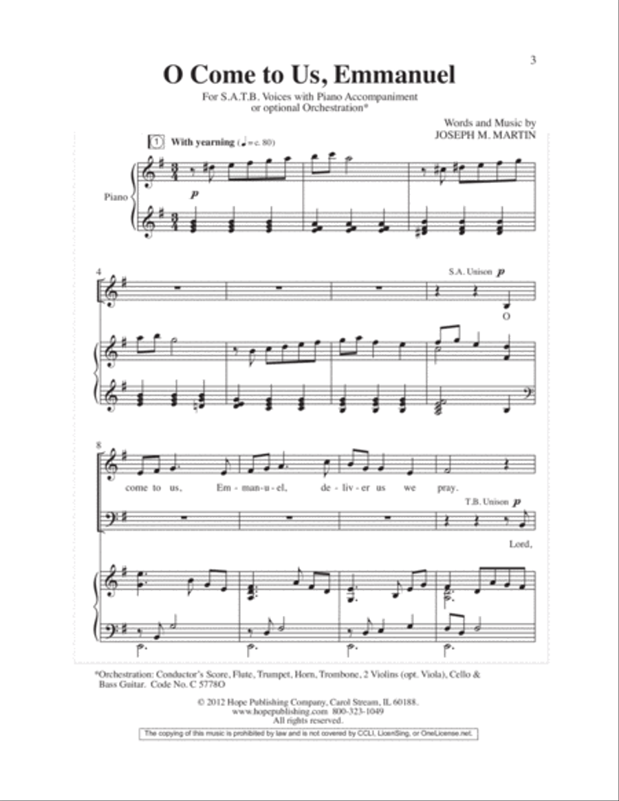 O Come to Us, Emmanuel 4-Part scores gallery preview page 4