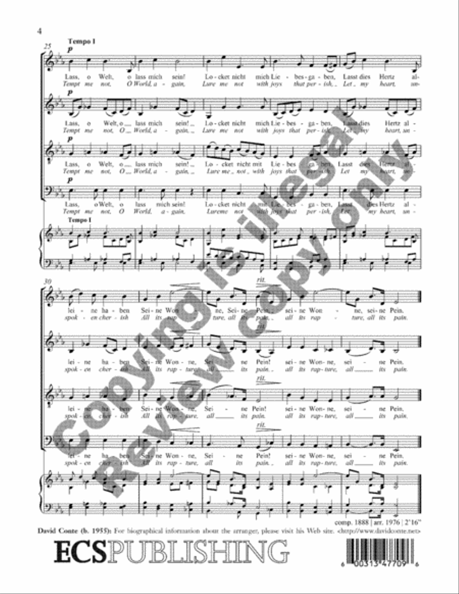 Verborgenheit (Concealment) 4-Part scores gallery preview page 11