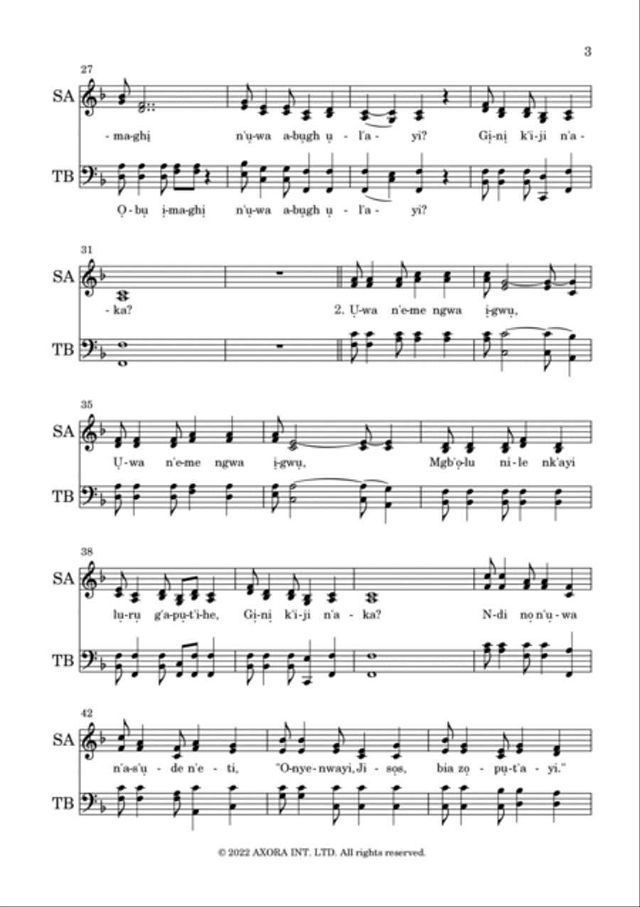Gini K'iji N'aka? (IGBO) 4-Part scores gallery preview page 3