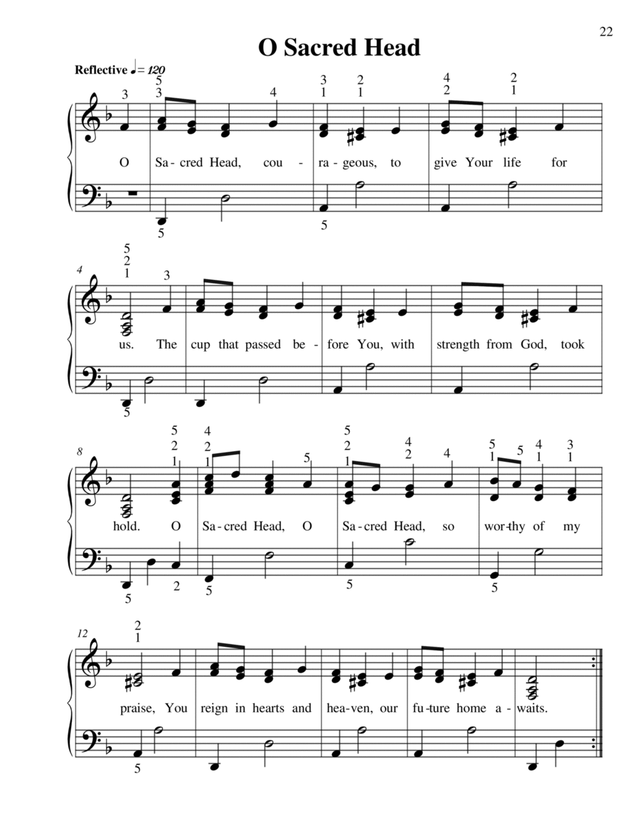 O Sacred Head Piano Solo scores gallery preview page 1