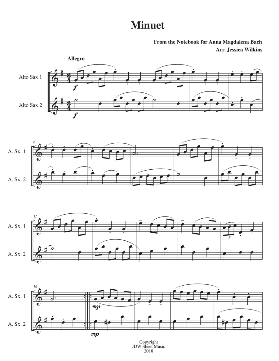 6 Easy Alto Saxophone Duets 6 Easy Alto Saxophone Duets Woodwind Duet scores gallery preview page 4