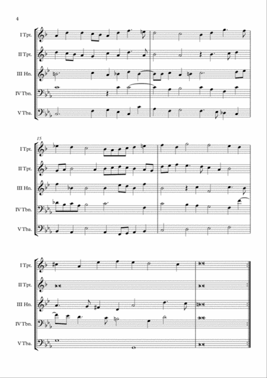Paduana 6a. (William Brade) Brass Quintet arr. Adrian Wagner Brass Quintet scores gallery preview page 4