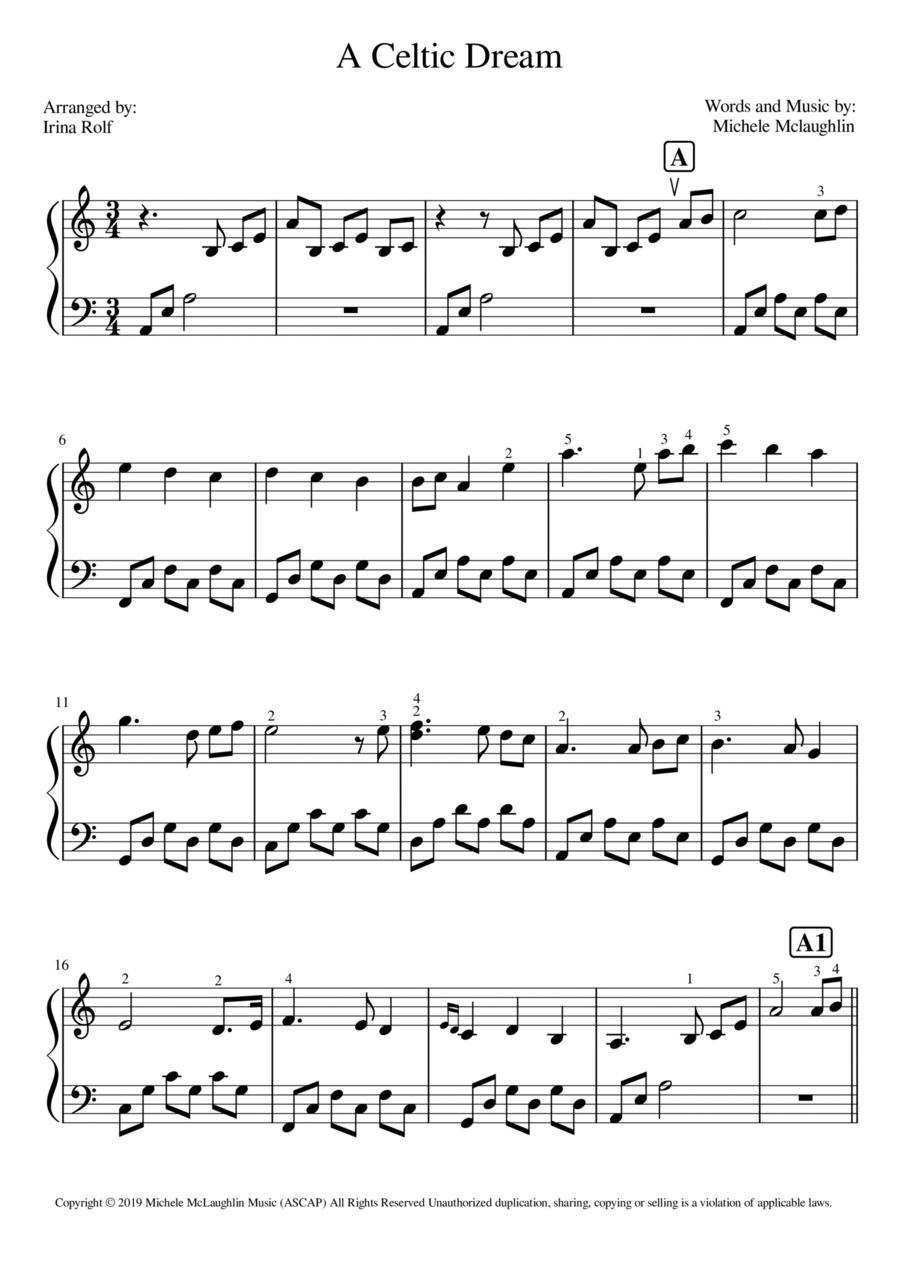 A Celtic Dream Piano Solo scores gallery preview page 1