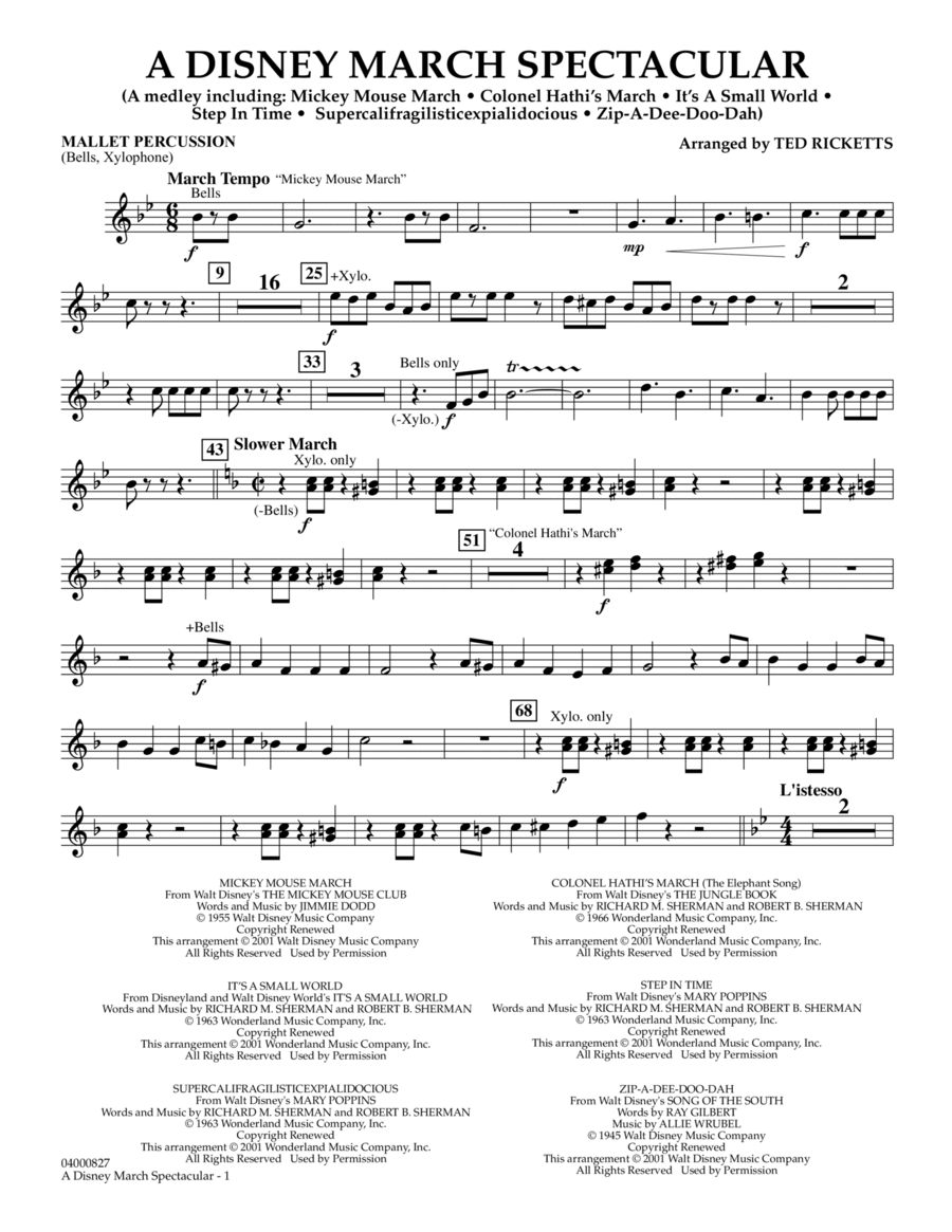 A Disney March Spectacular - Mallet Percussion Percussion scores gallery preview page 1