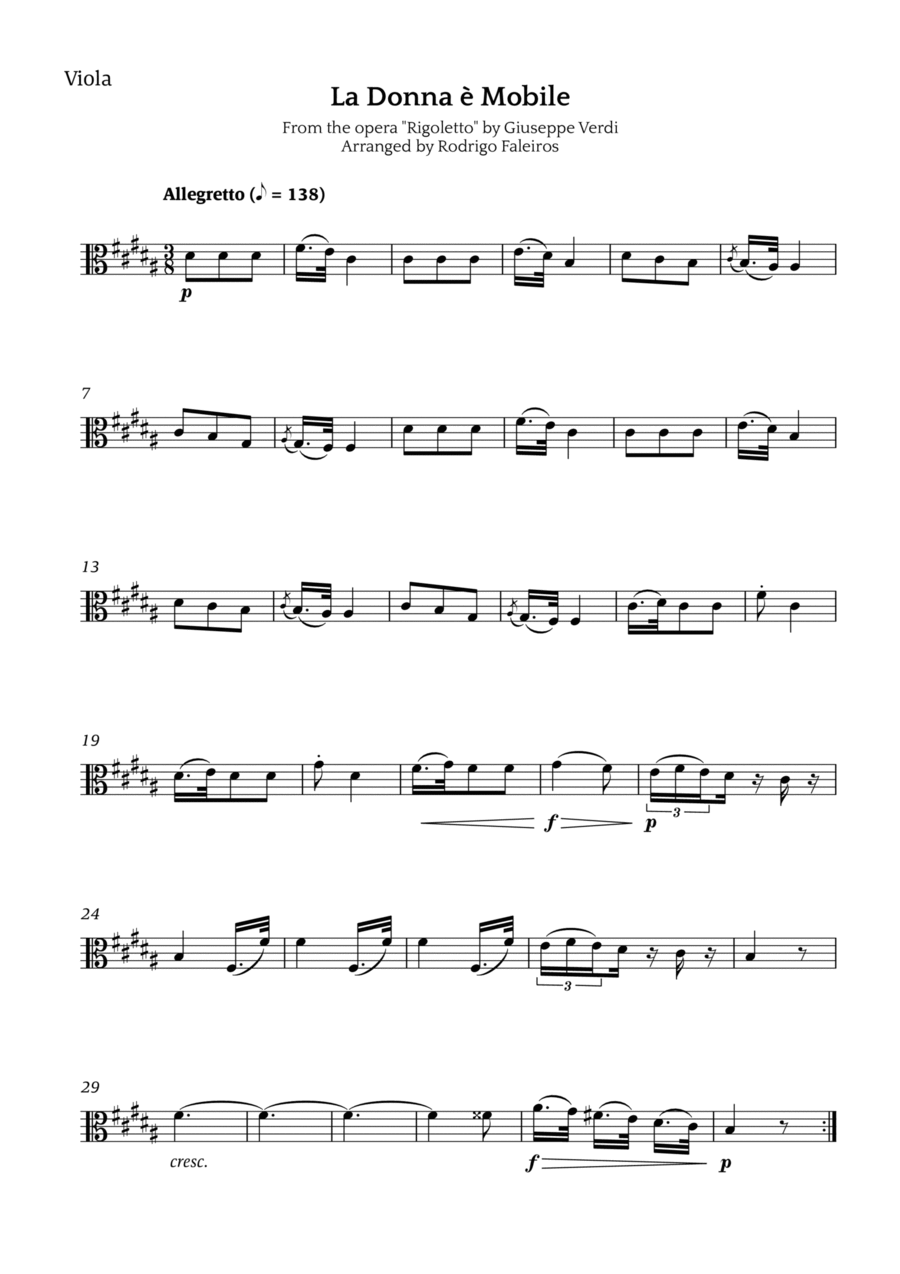 La Donna è Mobile Chamber Music scores gallery preview page 1