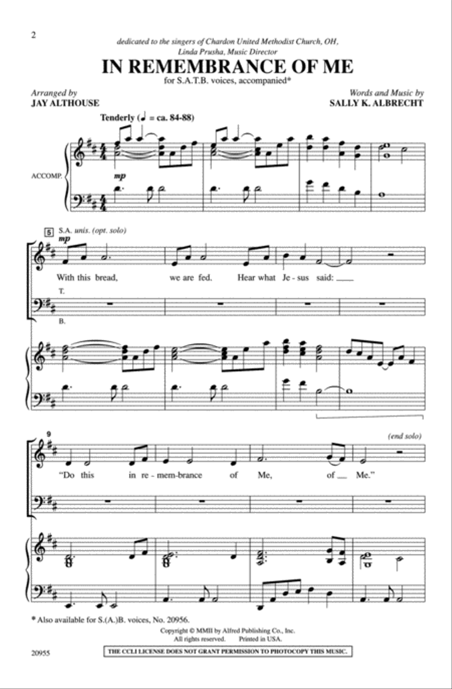 In Remembrance of Me 4-Part scores gallery preview page 2