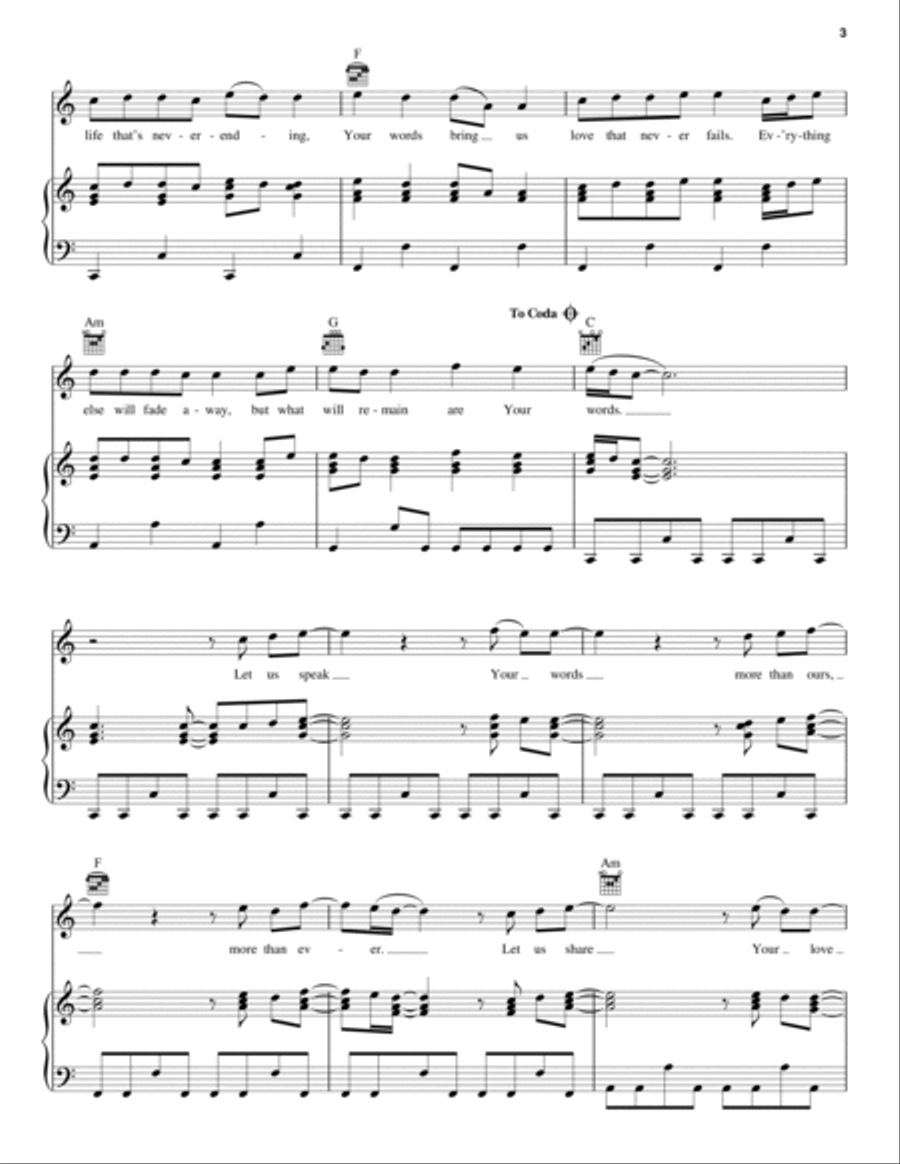 Your Words Piano, Vocal, Guitar scores gallery preview page 3