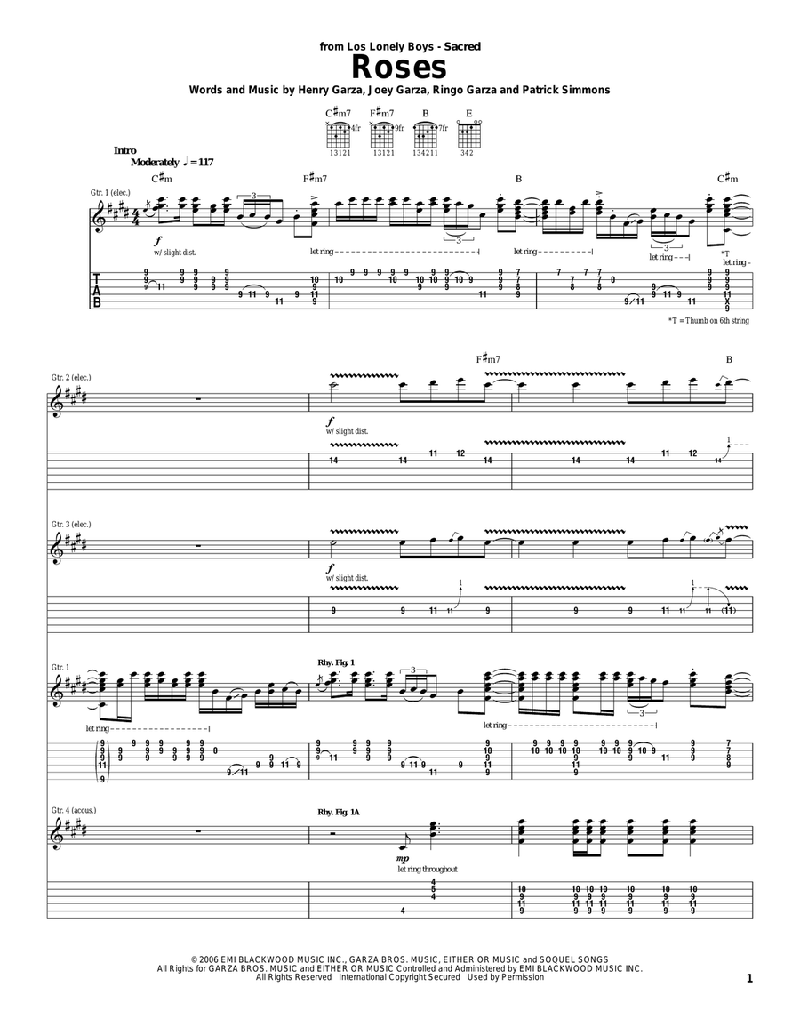 Roses Acoustic Guitar scores gallery preview page 1