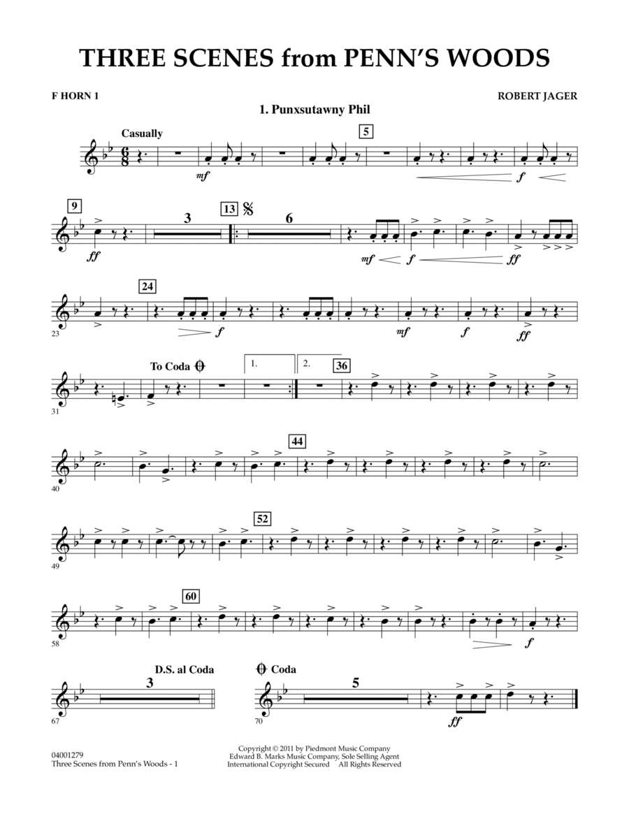 Three Scenes From Penn's Woods - F Horn 1 Concert Band scores gallery preview page 1
