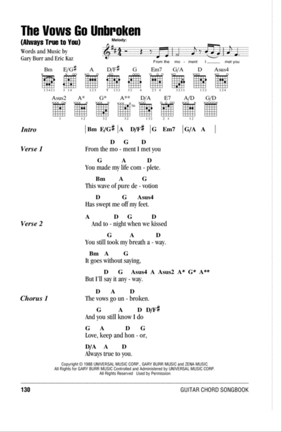 The Vows Go Unbroken (Always True To You) Electric Guitar scores gallery preview page 1