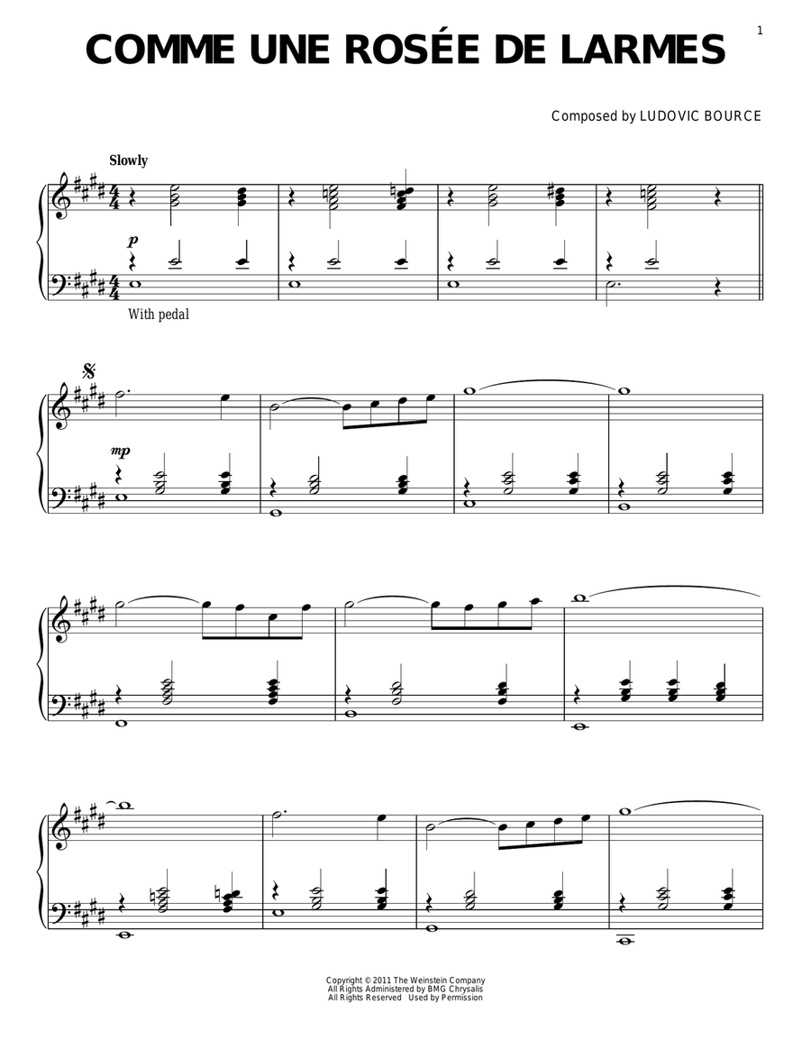Comme Une Rosee De Larmes Piano Solo scores gallery preview page 1