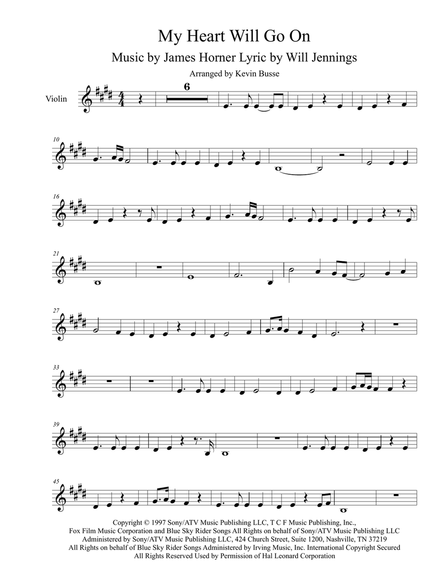 My Heart Will Go On (Love Theme from Titanic) Violin Solo scores gallery preview page 1
