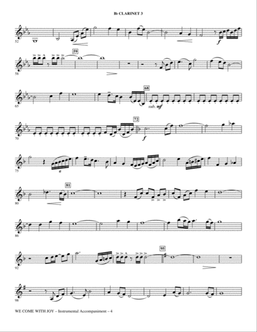 We Come With Joy Orchestration - Clarinet 3 Choir scores gallery preview page 4