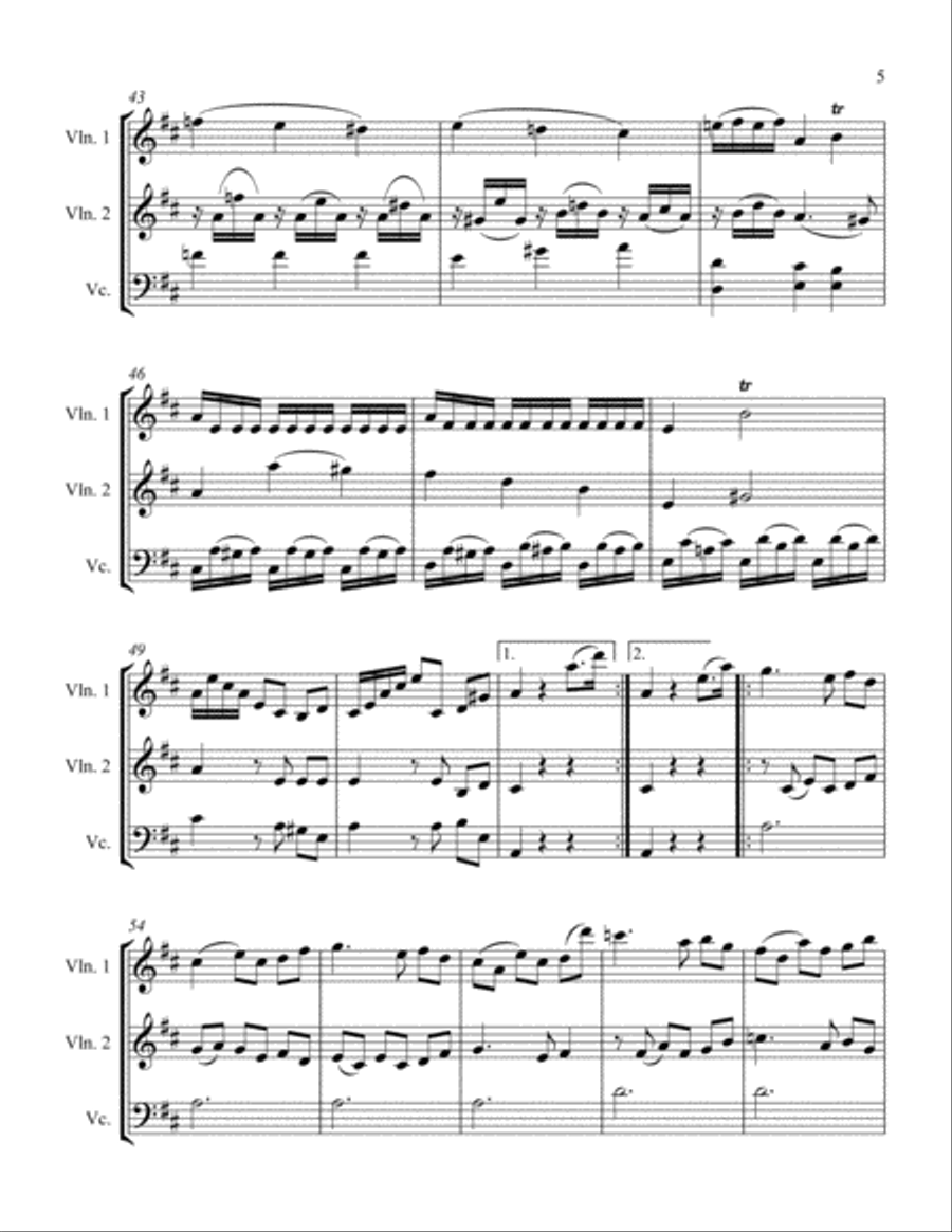 Sonata #2 Movement 1 String Trio scores gallery preview page 5