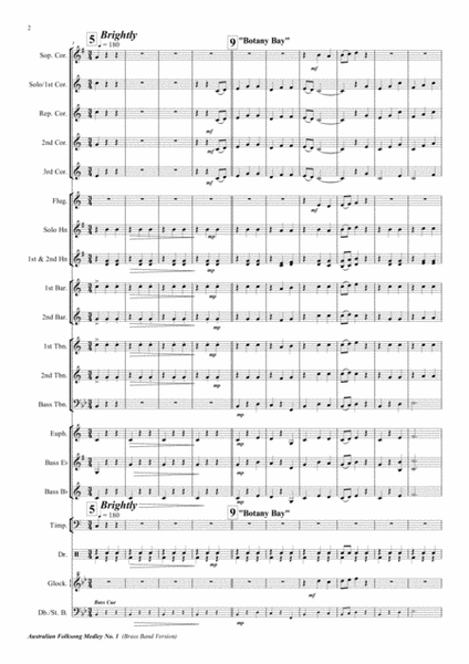 Australian Folksong Medley No. 1 - Brass Band Score and Parts PDF image number null