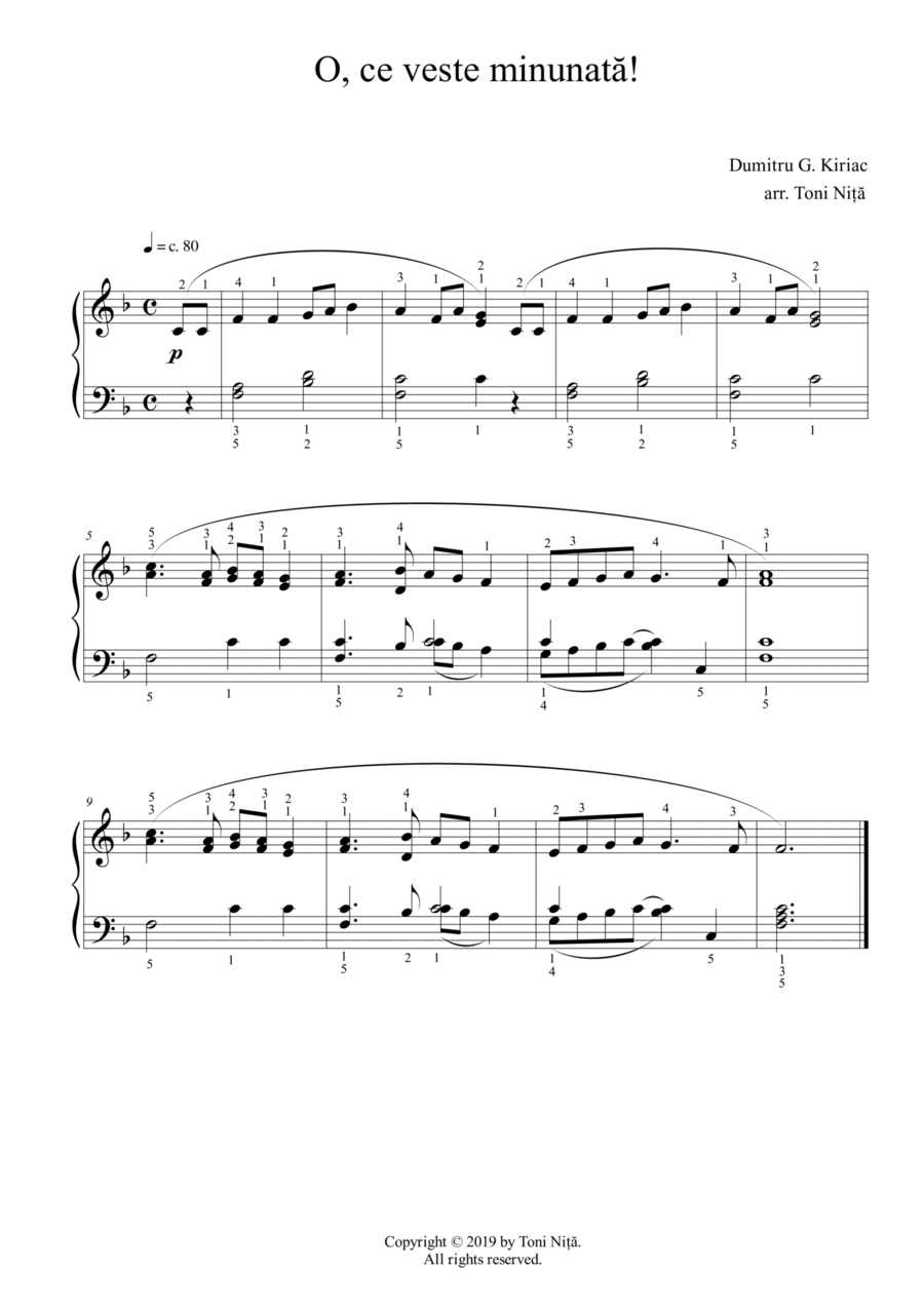 O, ce veste minunată! Easy Piano scores gallery preview page 1