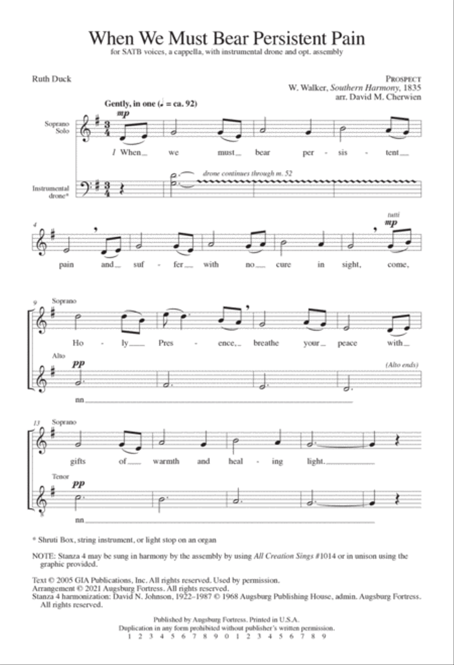When We Must Bear Persistent Pain 4-Part scores gallery preview page 2