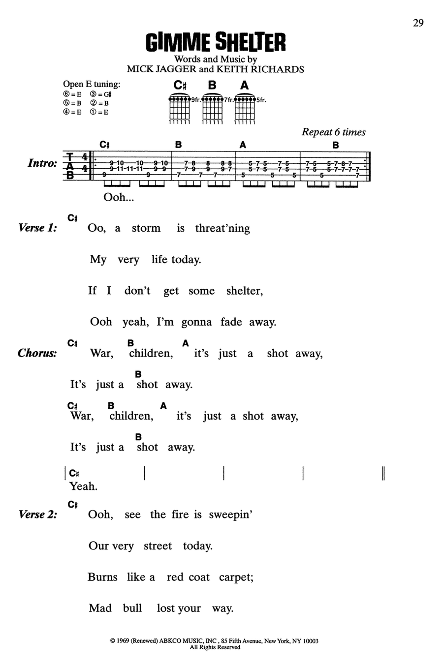 Gimme Shelter Acoustic Guitar scores gallery preview page 1