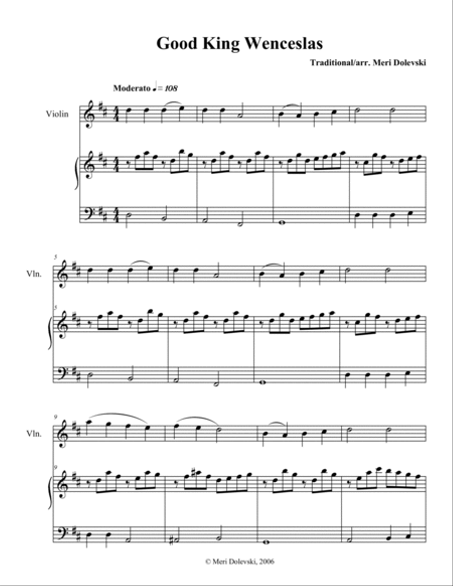 Good King Wenceslas: violin/piano Violin Solo scores gallery preview page 2