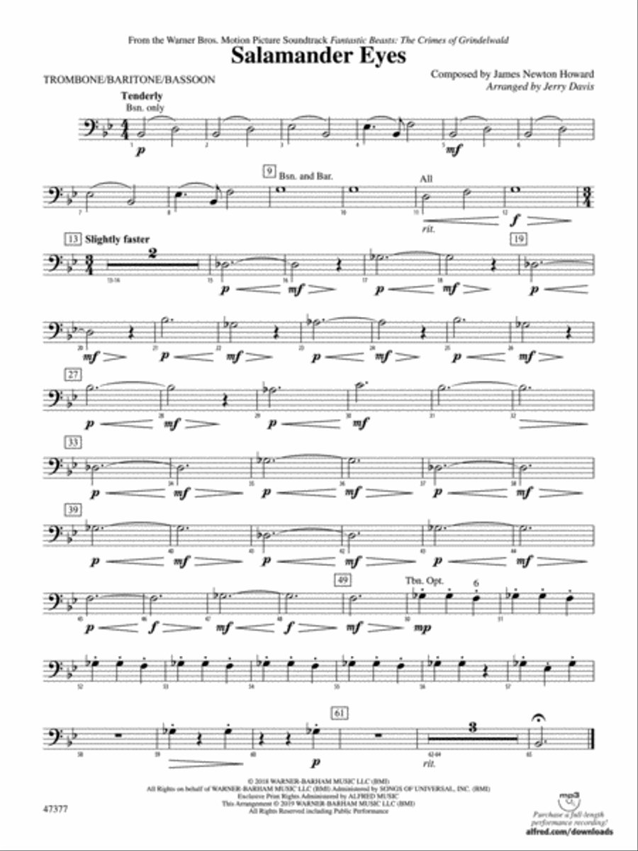 Salamander Eyes: 1st Trombone Concert Band scores gallery preview page 1