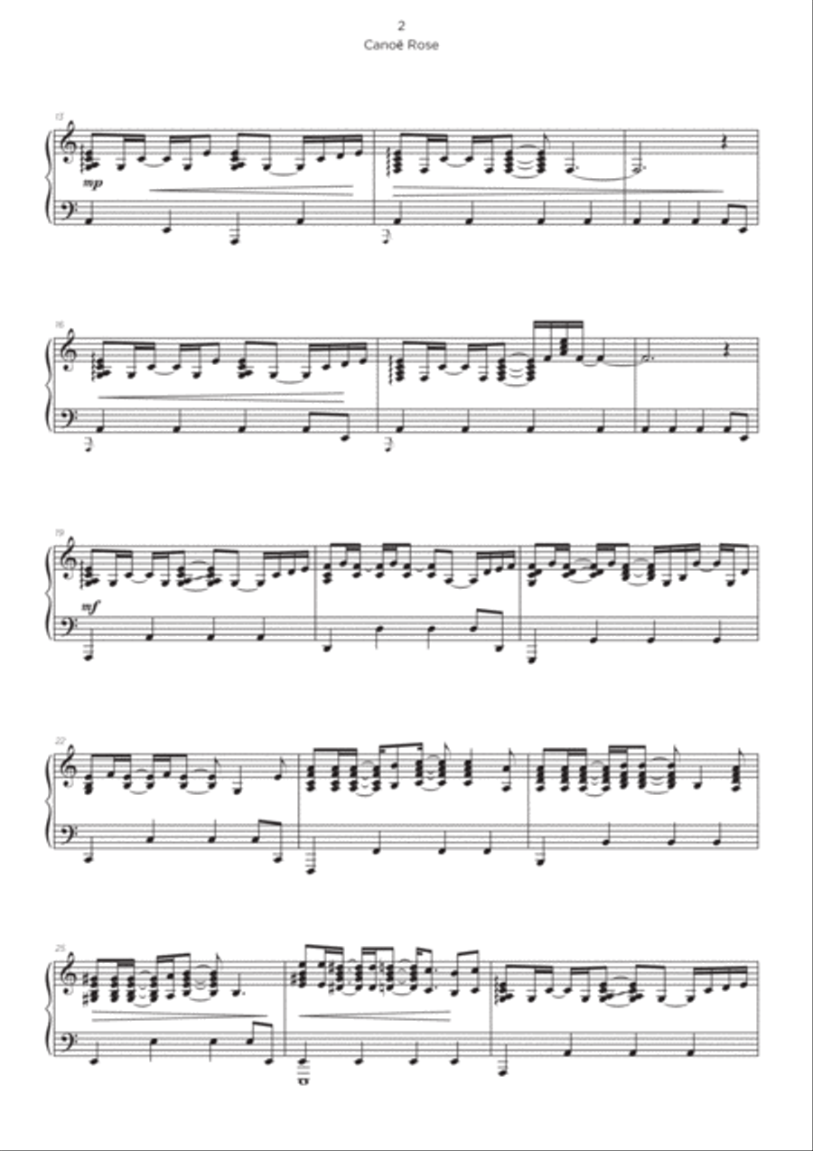 Canoë Rose Canoë Rose Piano Solo scores gallery preview page 2