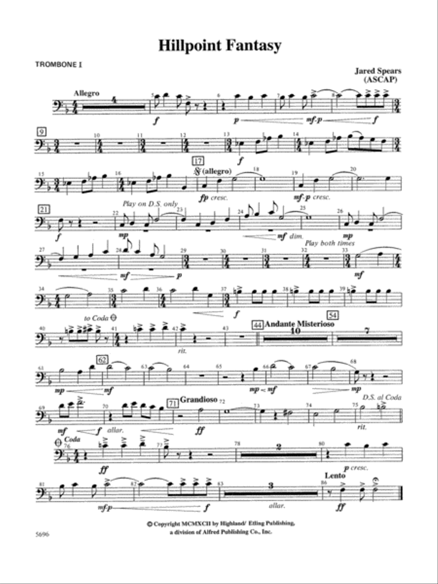 Hill Point Fantasy (Overture for Orchestra): 1st Trombone Full Orchestra scores gallery preview page 1