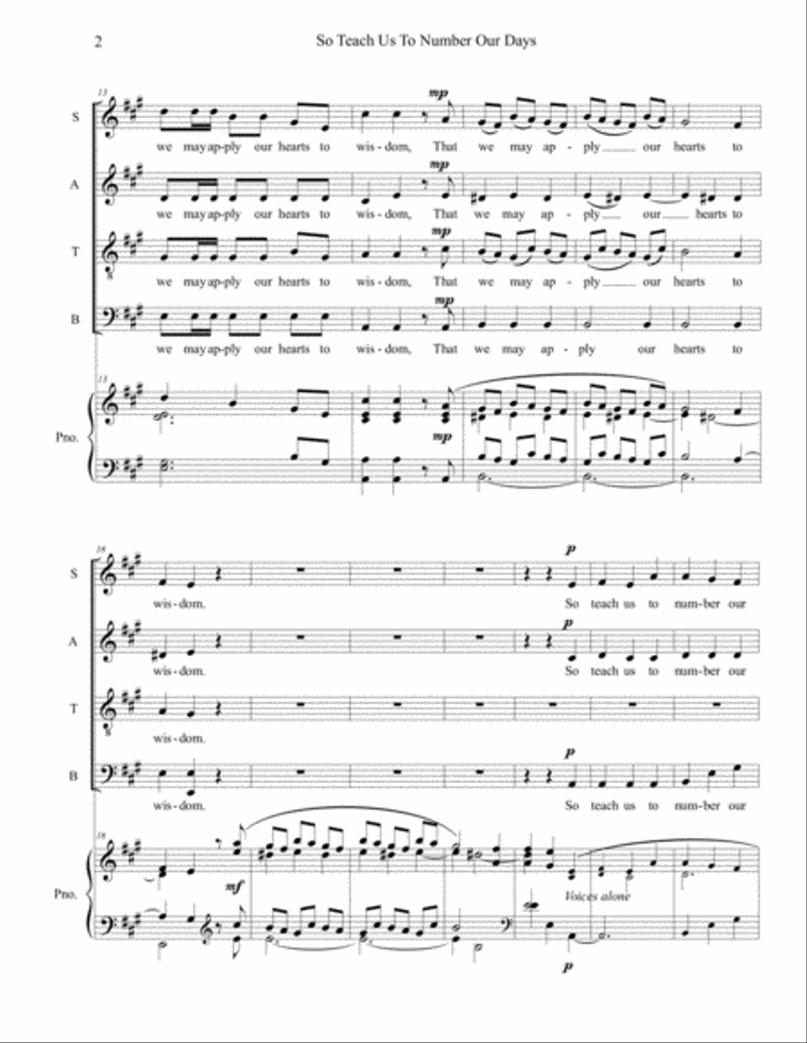 So Teach Us To Number Our Days 4-Part scores gallery preview page 2