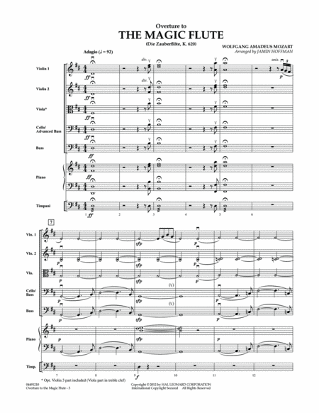 Overture to The Magic Flute - Full Score