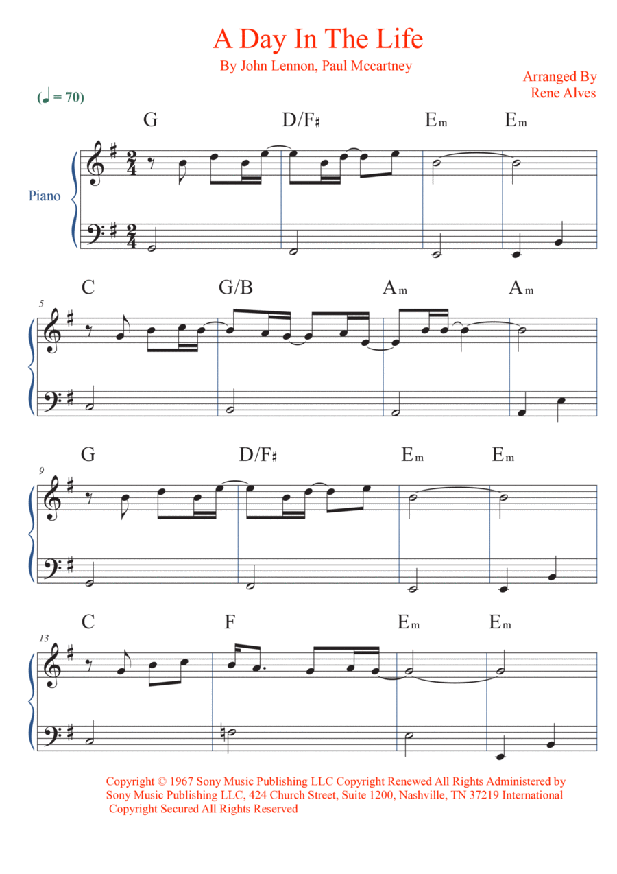 A Day In The Life Piano Method scores gallery preview page 1