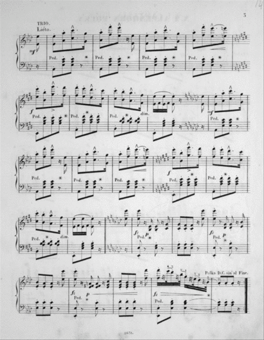 Three Polkas (Camelia, Alpenhorn, und Teufels Polka) Piano Solo scores gallery preview page 3