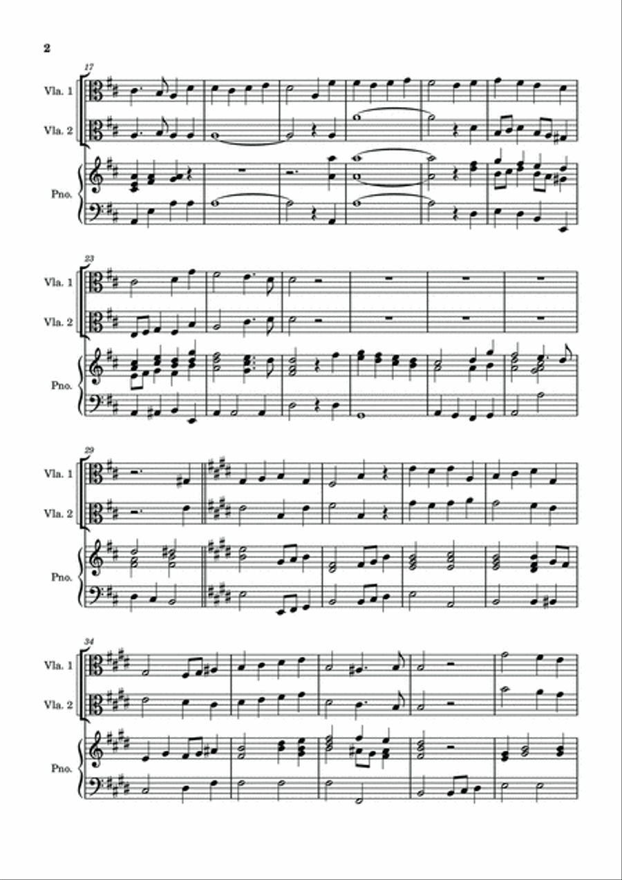 O Come All Ye Faithful - two Violas with Piano accompaniment String Duet scores gallery preview page 3