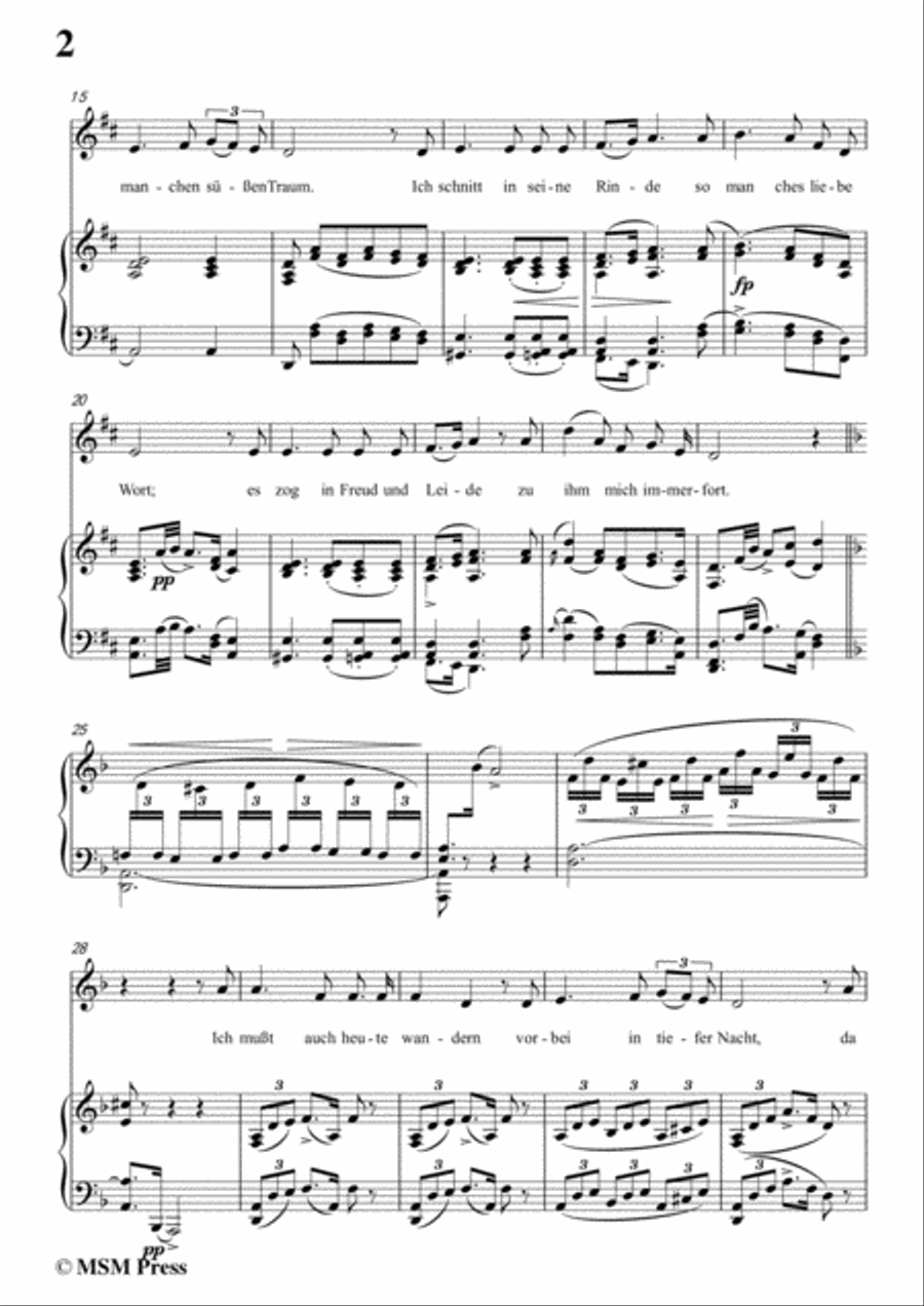 Schubert-Der Lindenbaum,Op.89,No.5,in D Major,for Voice and Piano Voice Solo scores gallery preview page 4
