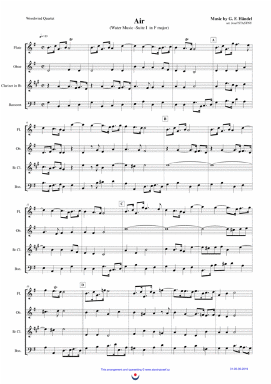 Air (Water Music) Air (Water Music) Woodwind Quartet scores gallery preview page 1