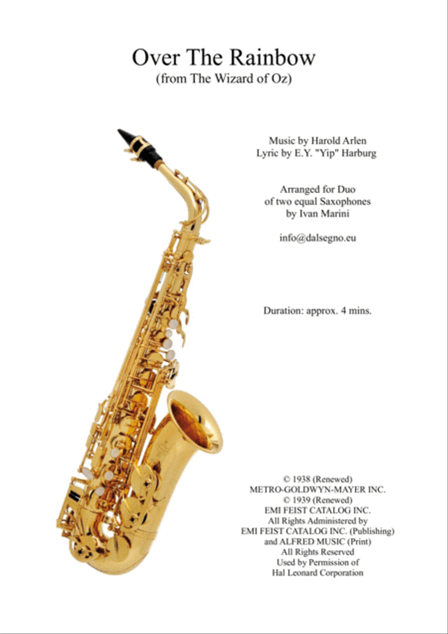 Over The Rainbow (from The Wizard Of Oz) Woodwind Duet scores gallery preview page 1