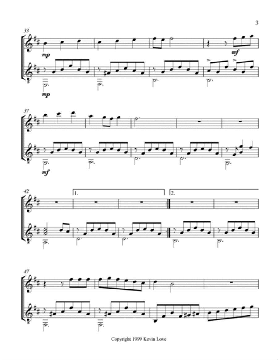 Three Entertainments for Violin and Guitar - Summer Rain - Score and Parts String Duet scores gallery preview page 3