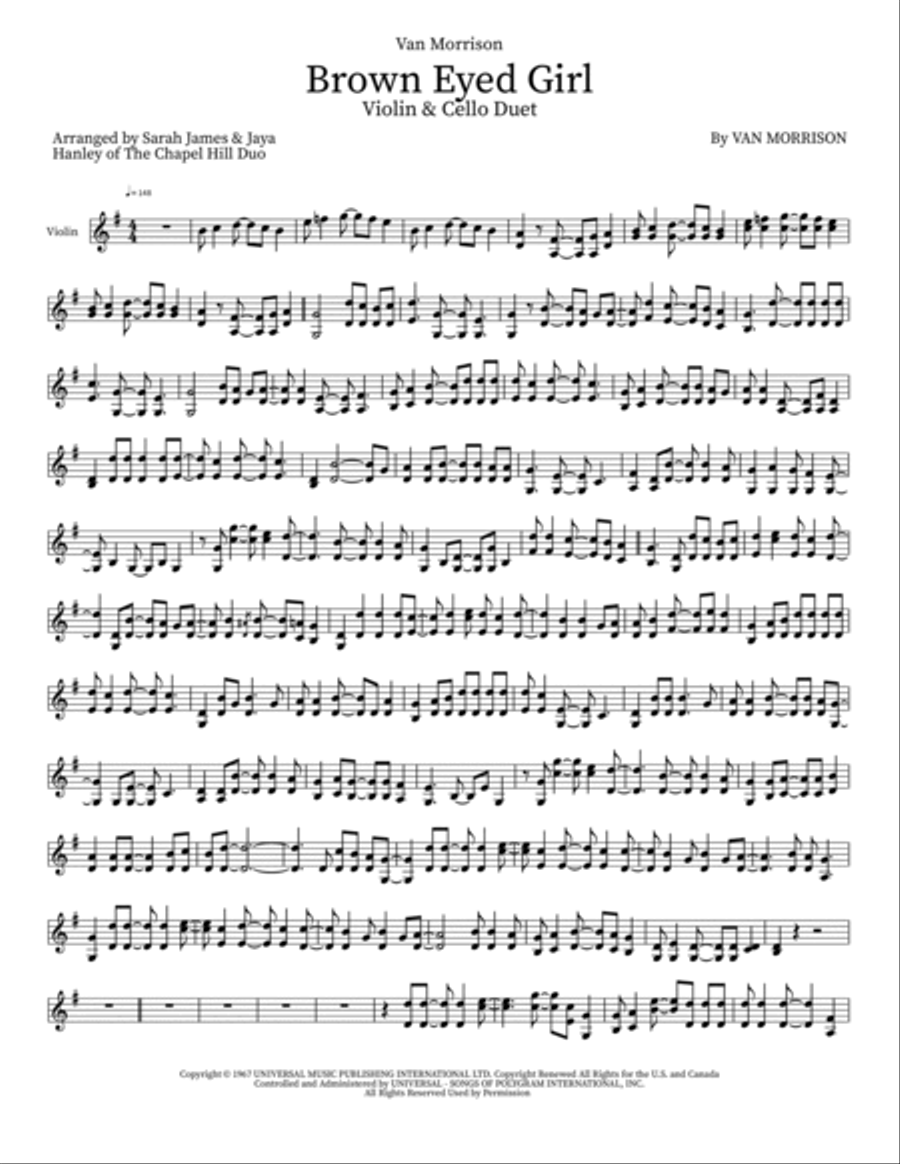 Brown Eyed Girl String Duet scores gallery preview page 4