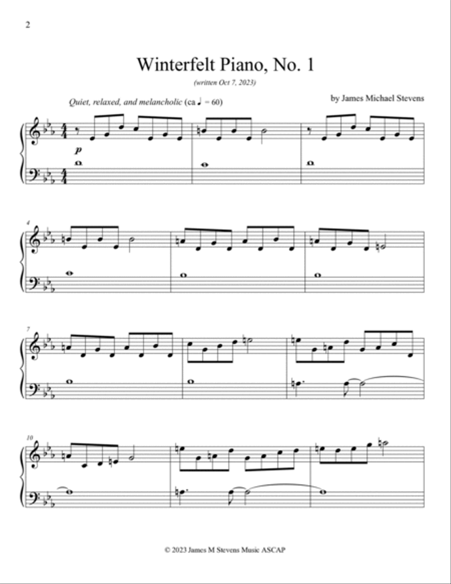 Winterfelt Piano, No. 1 Piano Solo scores gallery preview page 2