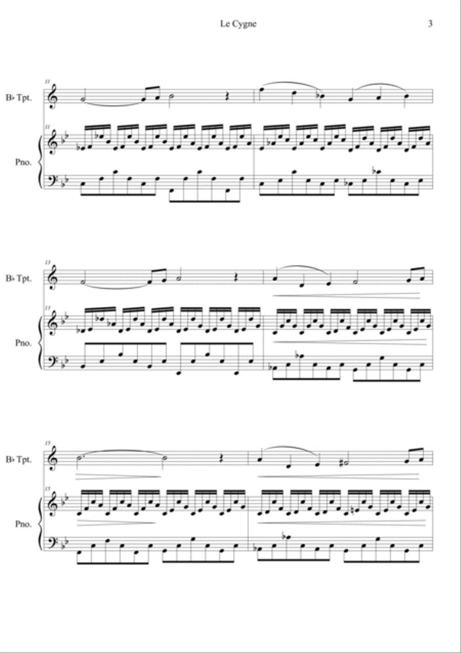 Le Cygne (Le Carnaval des Animaux) in Bb Trumpet Solo scores gallery preview page 3