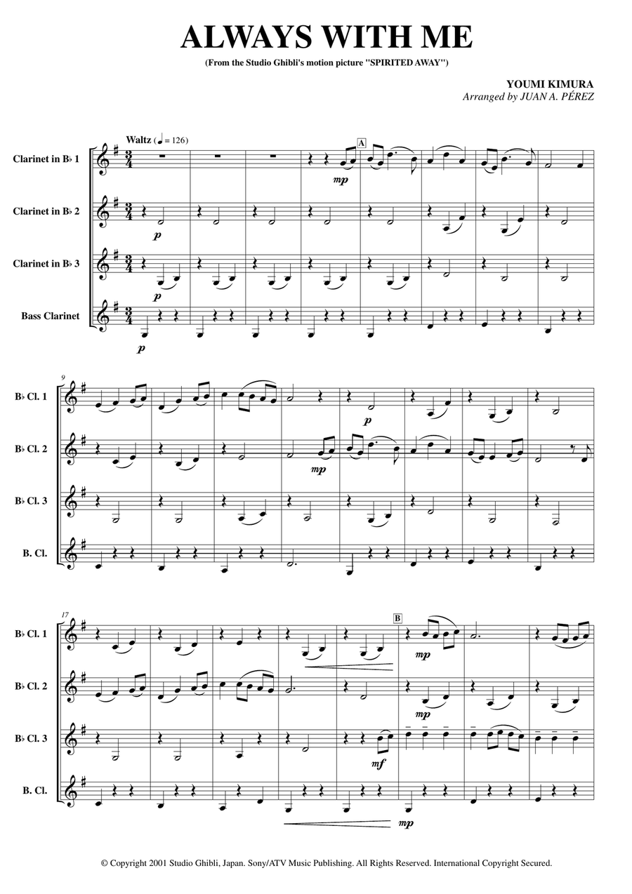 Itsumo Nandodemo (always With Me) Clarinet Quartet scores gallery preview page 4