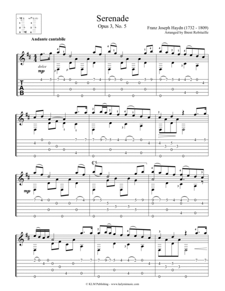 Franz Joseph Haydn - Serenade - Classical Guitar - Open D Tuning image number null