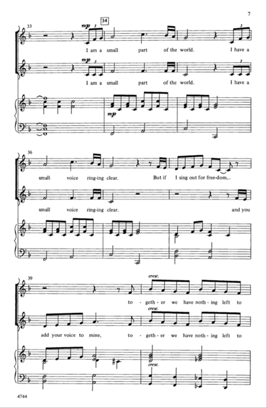I Am a Small Part of the World Choir scores gallery preview page 5