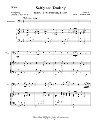 SOFTLY AND TENDERLY (Duet – Trombone and Piano/Score and Parts)