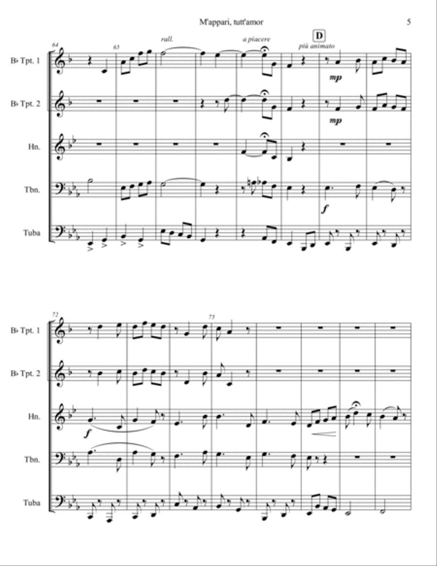 M'appari tutt' amor (“Mostly Martha”) Brass Ensemble scores gallery preview page 6