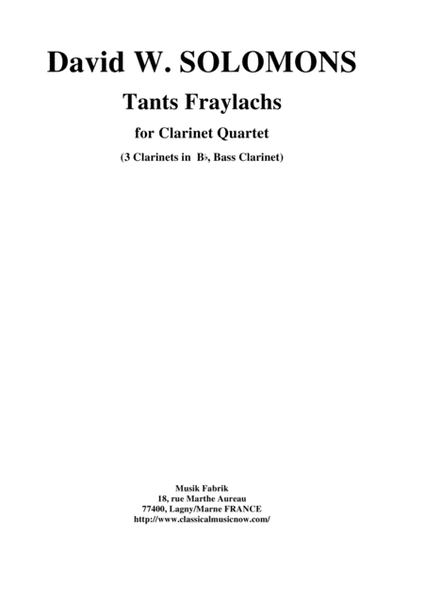 David W. Solomons: Tants Fraylachs (Klezmer style) for 3 Bb clarinets and bass clarinet image number null