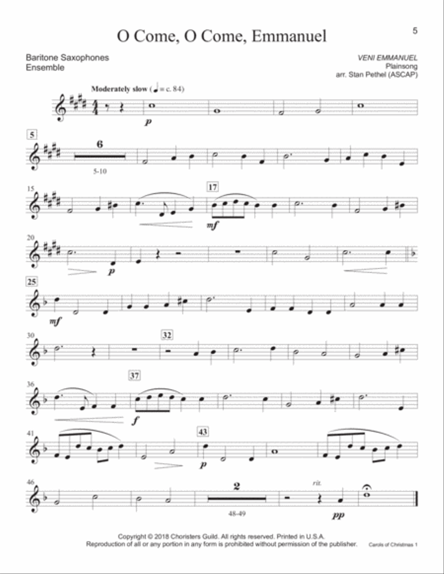 Carols of Christmas, Set 1 - Baritone Saxophone Baritone Saxophone scores gallery preview page 3