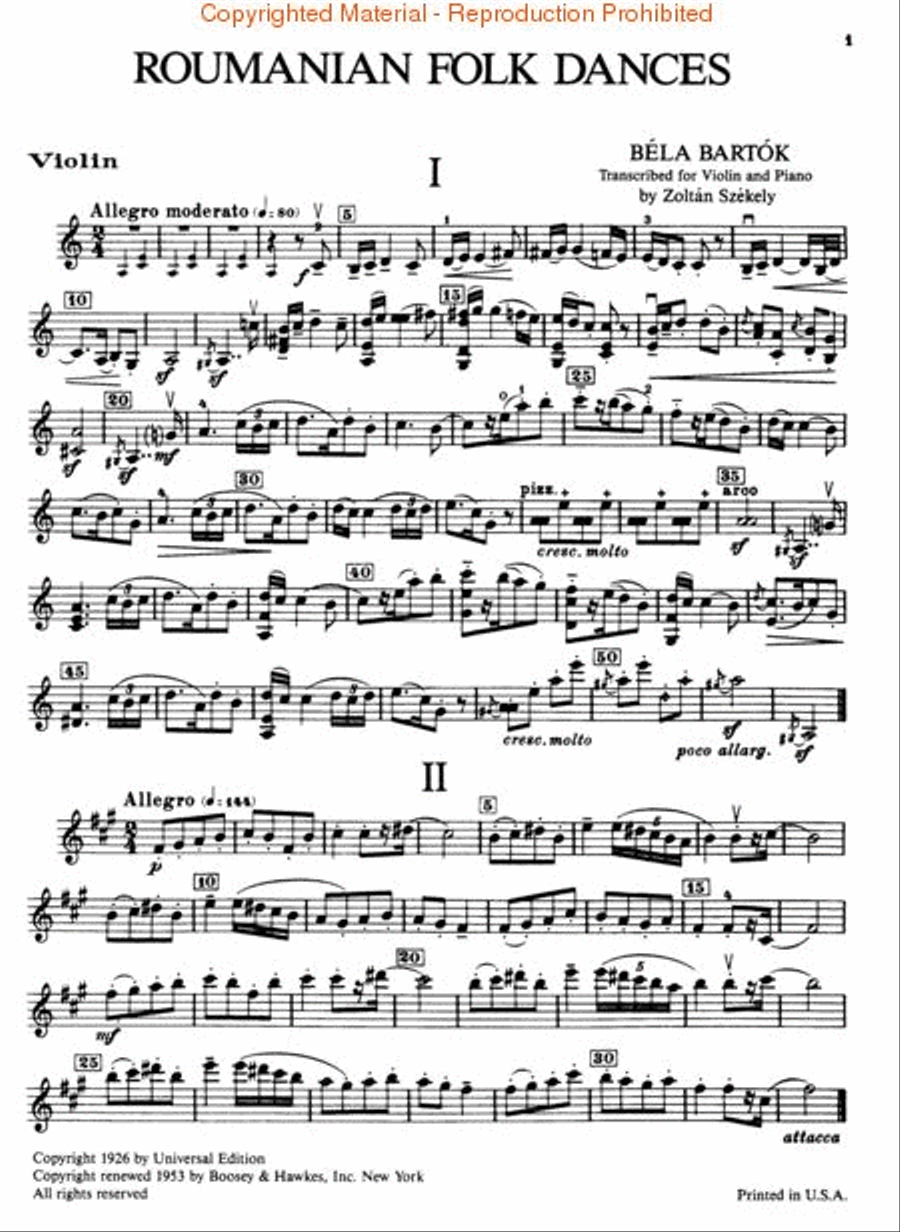 Roumanian Folk Dances Violin Solo scores gallery preview page 3