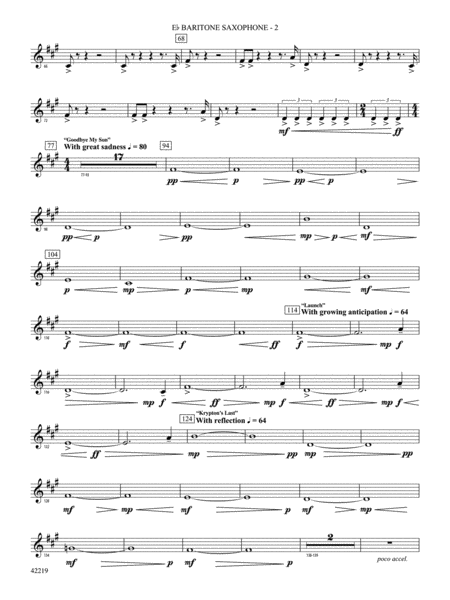 Man of Steel, Suite from: E-flat Baritone Saxophone