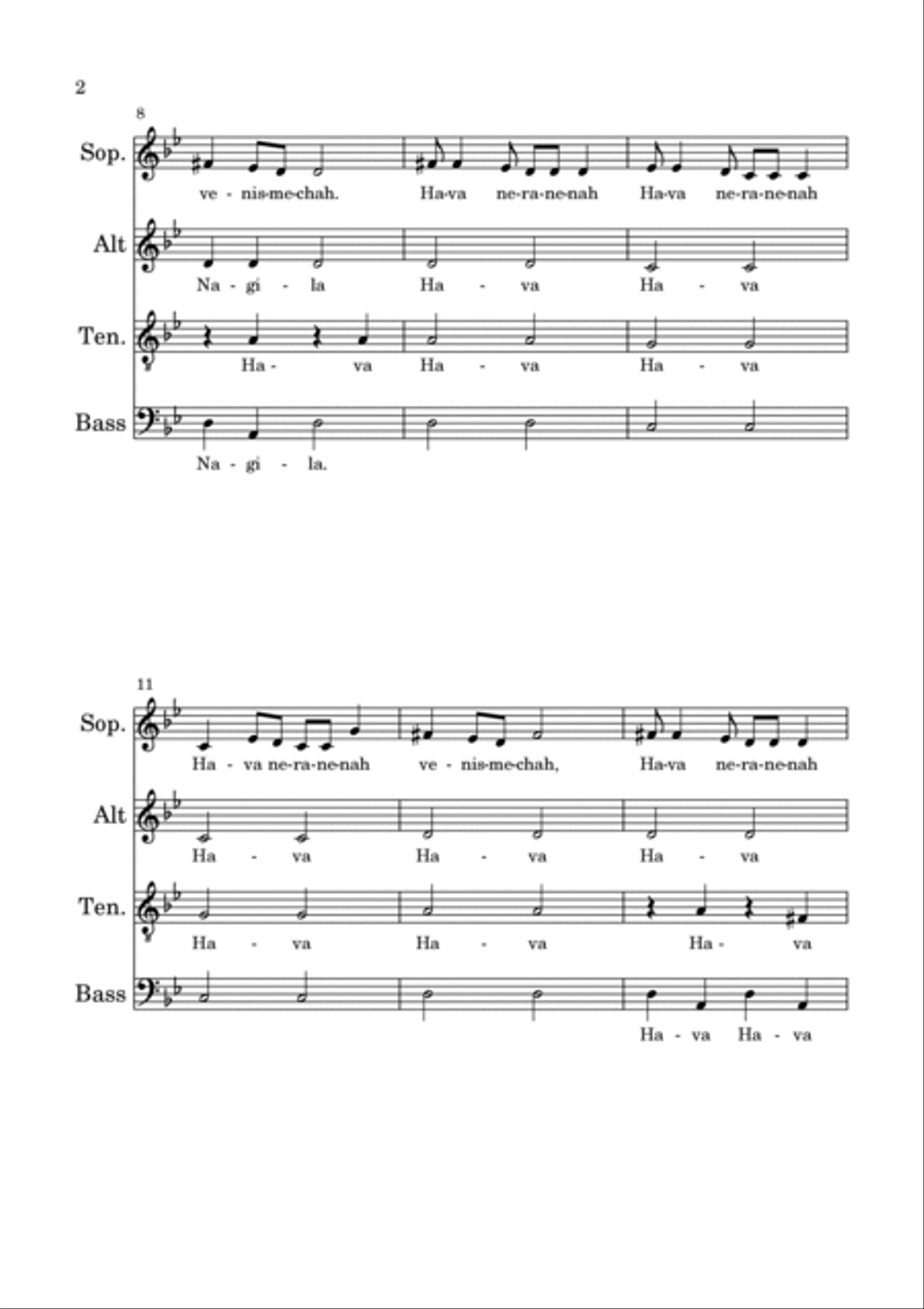 Hava Nagila A Cappella scores gallery preview page 2