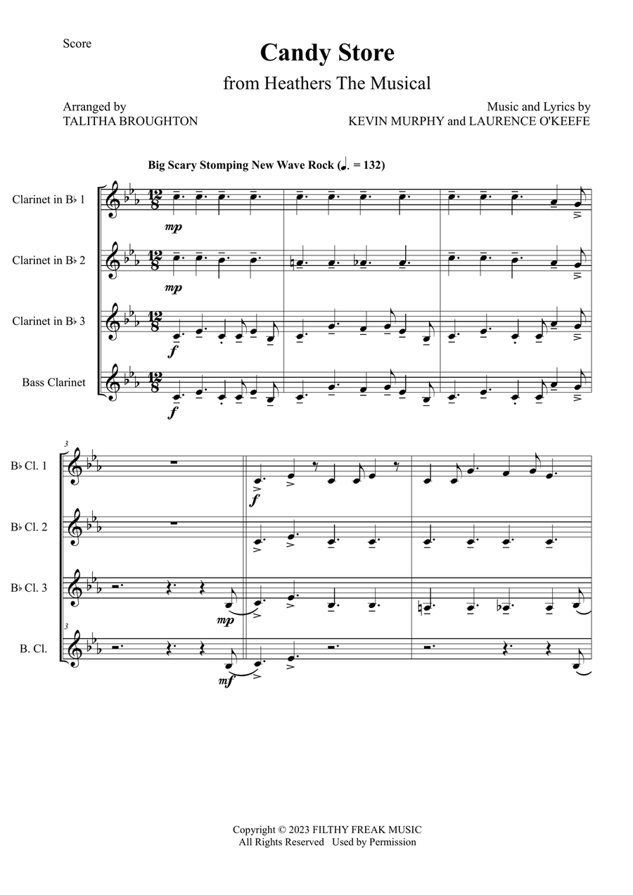 Candy Store Clarinet Quartet scores gallery preview page 1